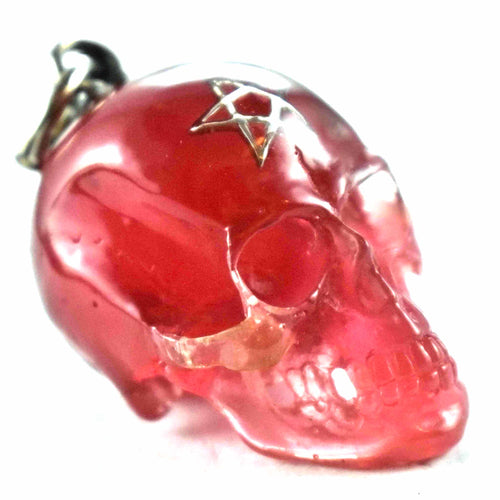 Red color with star pattern silver skull pendant
