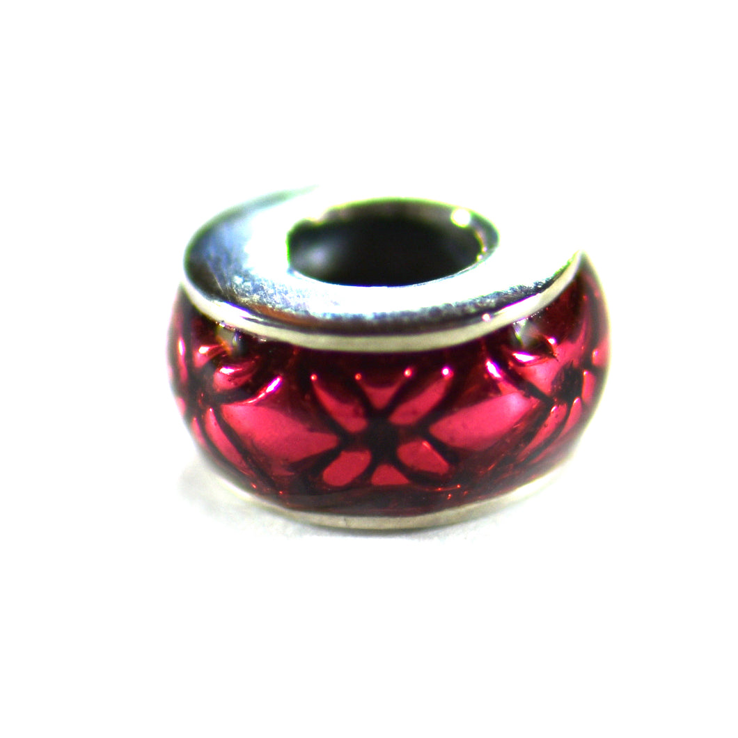 Red glass silver beats with china pattern