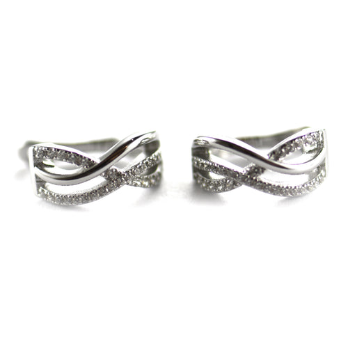 Ribbon silver earring with CZ