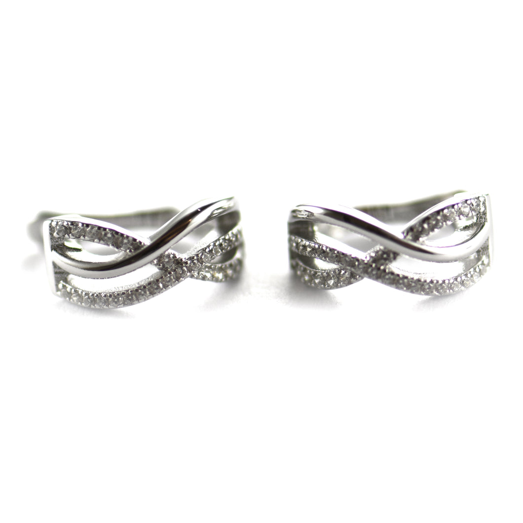 Ribbon silver earring with CZ