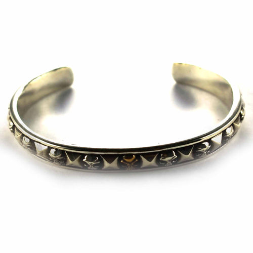 Rivet & Skull silver bangle with copper plating