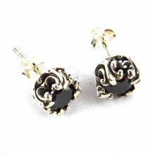 Rivet silver studs earring with black CZ