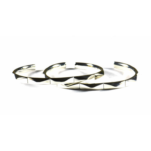 Rivets silver couple bangle