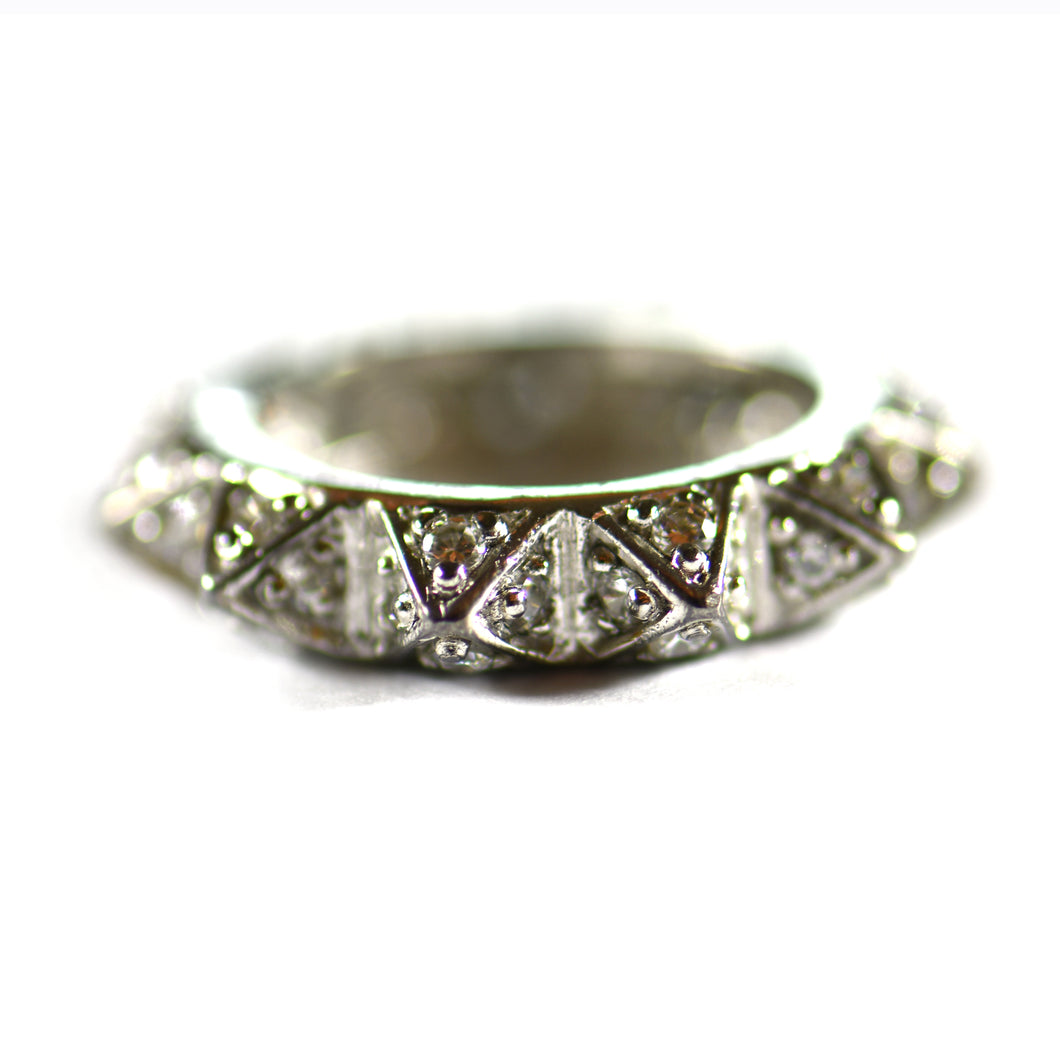 Rivets silver ring with full of CZ