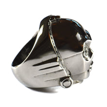 Robot silver ring with black rhodium plating