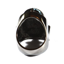 Robot silver ring with black rhodium plating