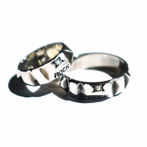 Rock silver couple ring