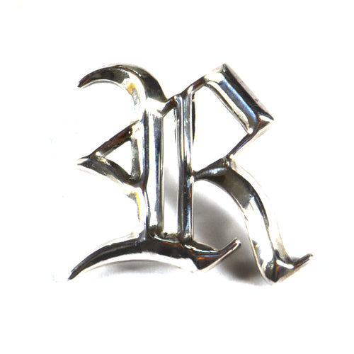 R old english fonts silver pendant