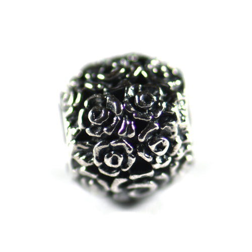 Rose pattern silver beads