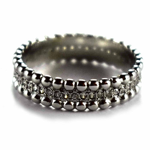 Round of white cubic zirconia & platium plating silver ring