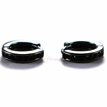 Round shape silver earring with black rhodium & black CZ