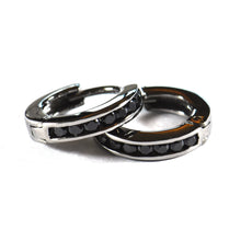 Round shape silver earring with black rhodium & black CZ