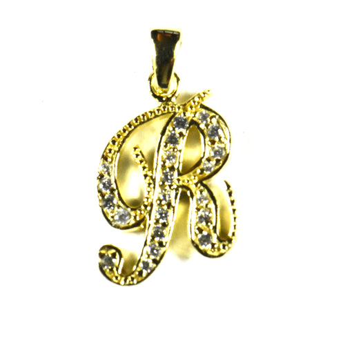 R silver pendant with 18K gold plating