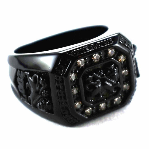 School ring with matte black plating silver ring