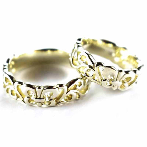 Scout & Lace pattern silver couple ring