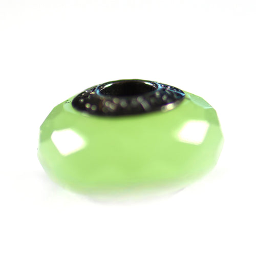 Silver Beads with diamond cut green CZ