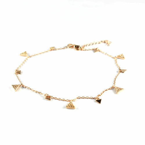 Silver anklet with triangle pattern & pink gold plating