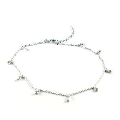 Silver anklet with white CZ
