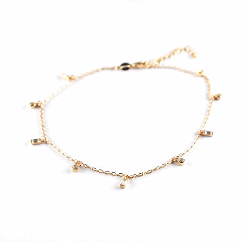 Silver anklet with white CZ & pink gold plating