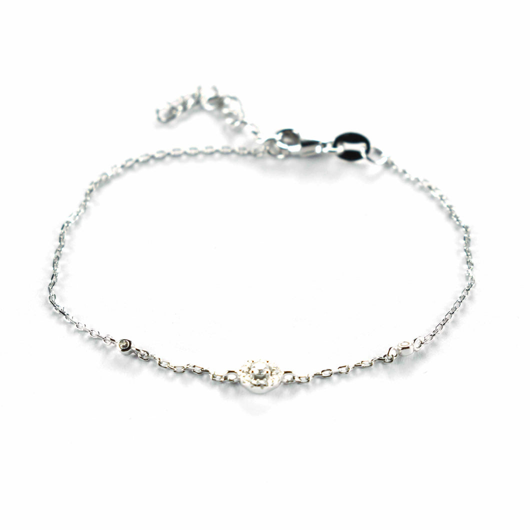 Silver bracelet with big & small white CZ