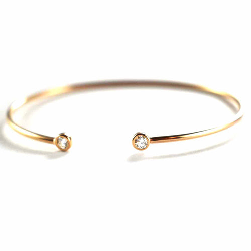 Silver couple bangle with channel set CZ & pink gold plating