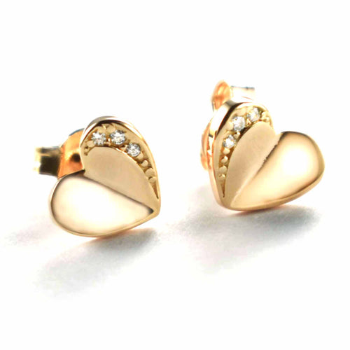 Silver earring with heart pattern & pink gold plating