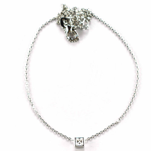 Silver necklace with square CZ
