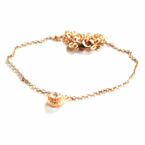 Silver necklace with white CZ & pink gold plating