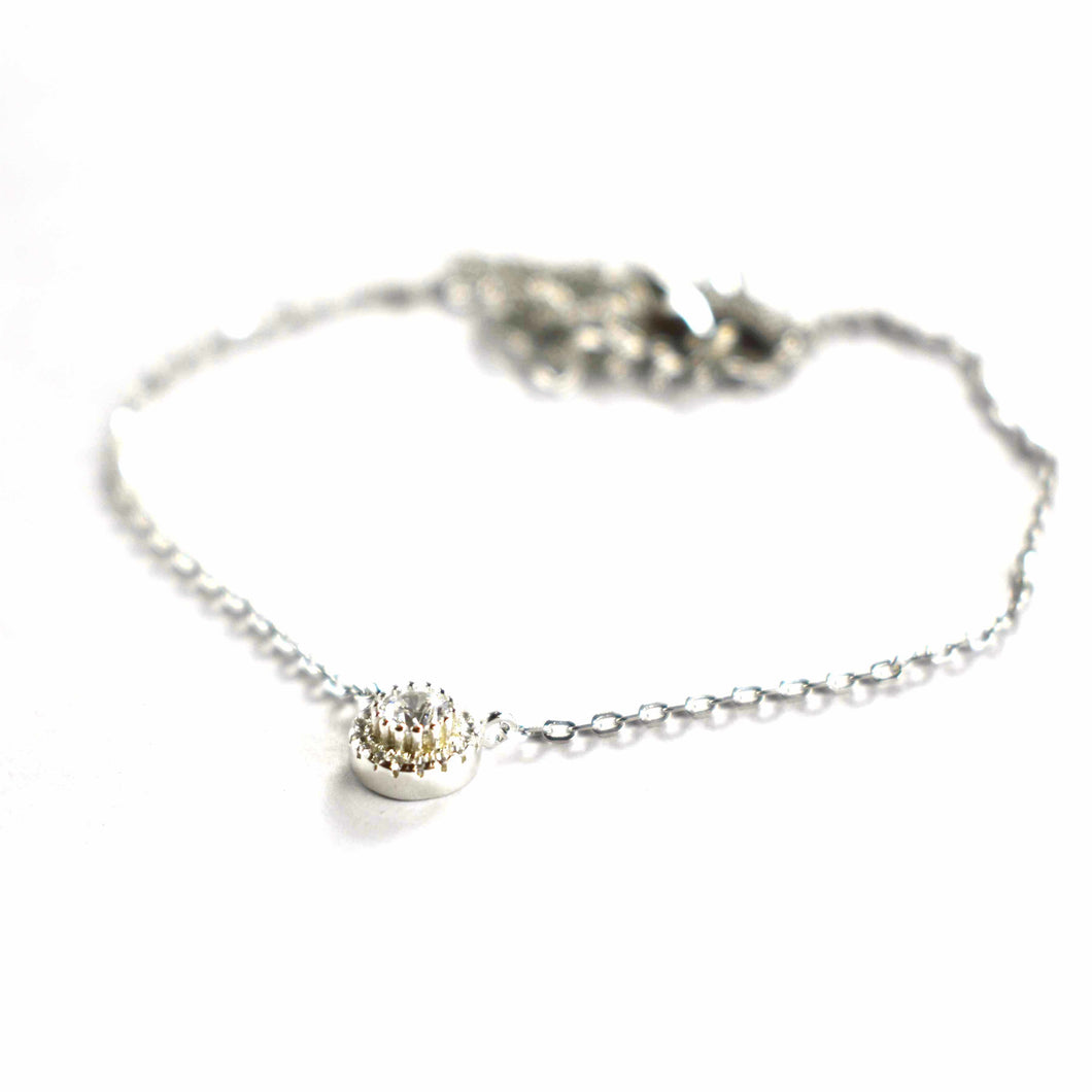 Silver necklace with white CZ & platinum plating