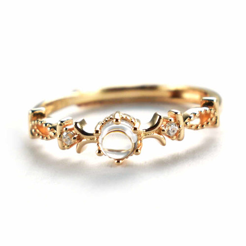 Silver ring with crystal & pink gold plating