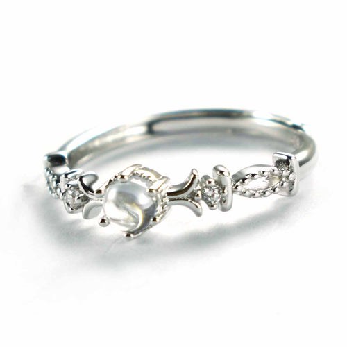 Silver ring with crystal & platinum plating