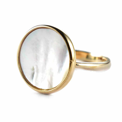Silver ring with mother of pearl & pink gold plating