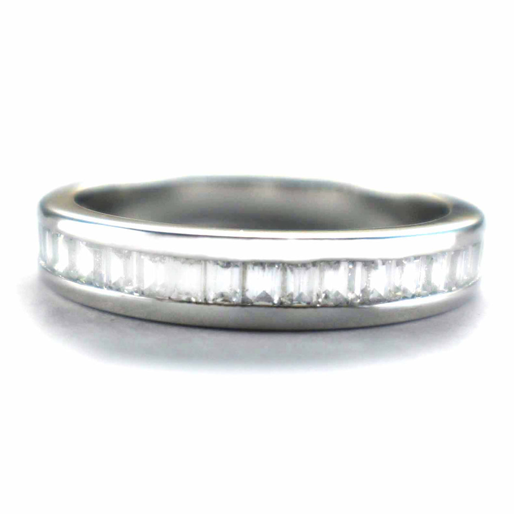 Silver ring with rectangle white CZ