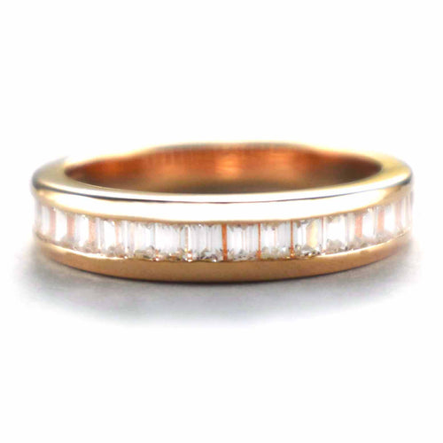 Silver ring with rectangle white CZ & plating gold plating