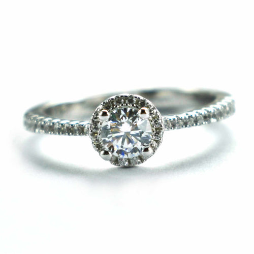 Silver wedding ring with full of white CZ