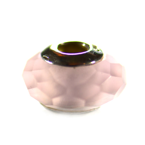 Silver beads with a diamond cut pink CZ
