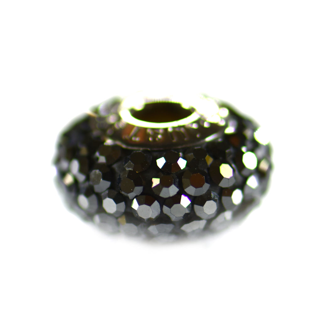 Silver beads with black CZ