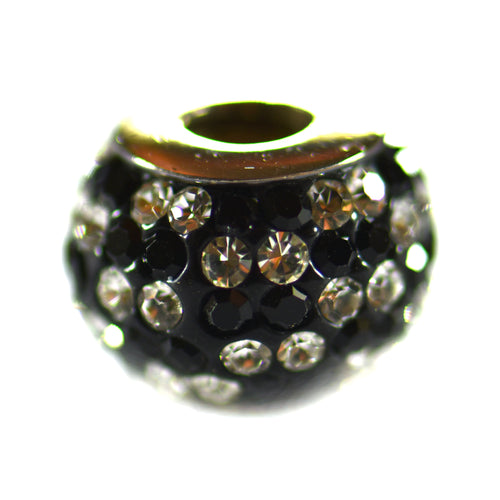 Silver beads with black & white CZ