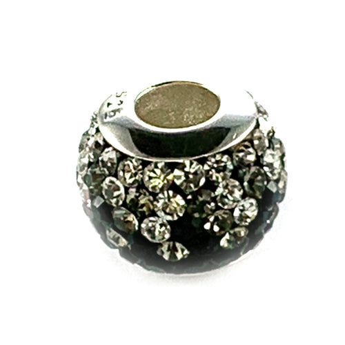 Silver beads with black & white cubic zirconia