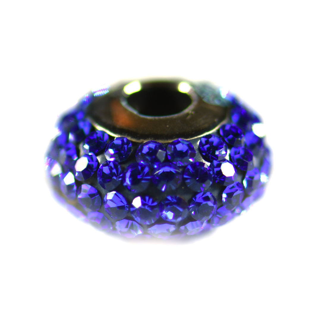Silver beads with deep blue small CZ