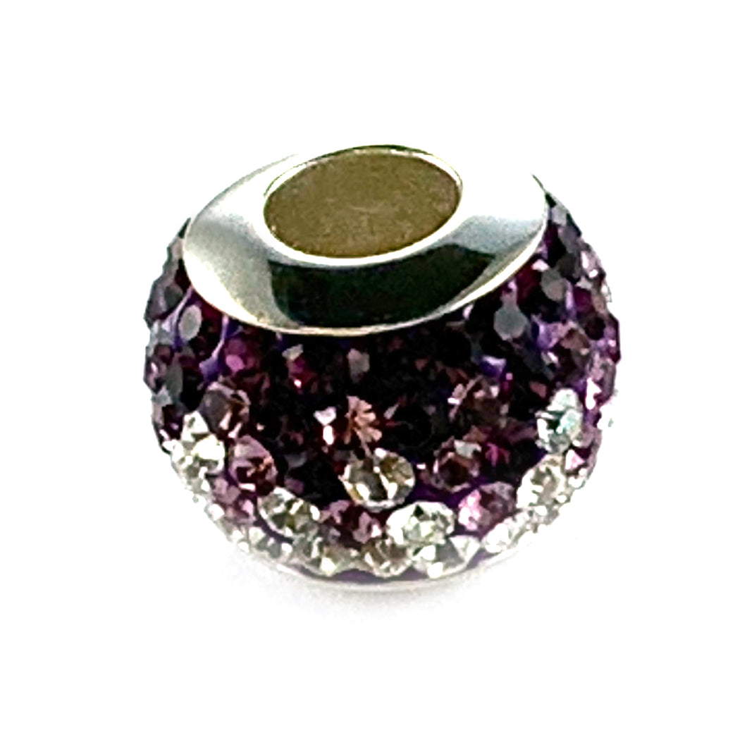 Silver beads with purple & white CZ