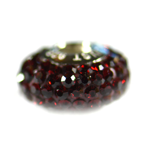 Silver beads with red small CZ