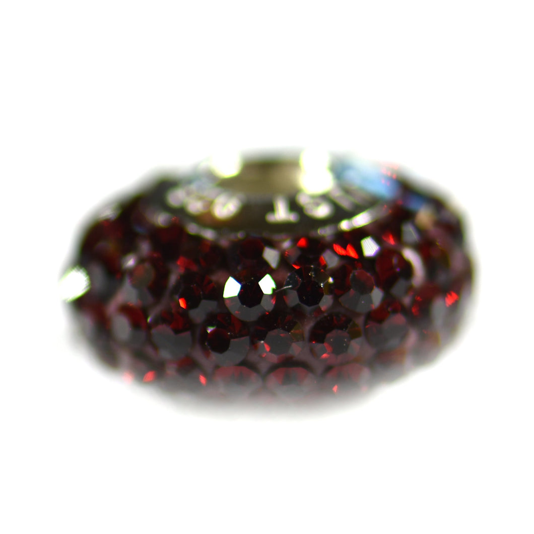 Silver beads with red small CZ