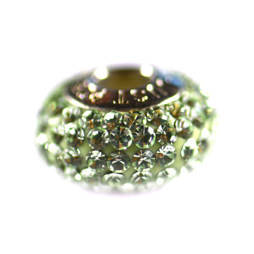 Silver beads with small green CZ