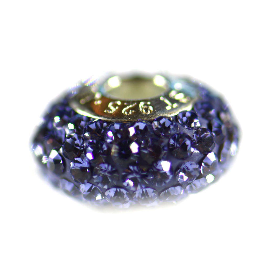 Silver beads with small purple CZ