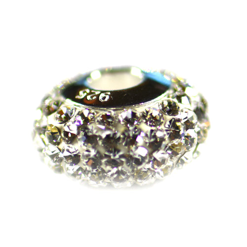 Silver beads with white small CZ