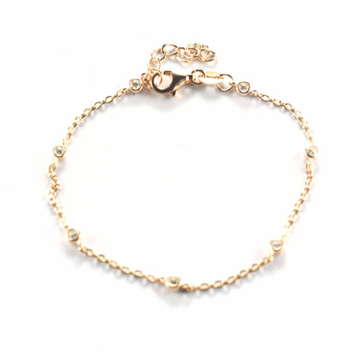 Silver bracelet with 7 CZ & pink gold plating