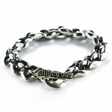 Silver bracelet with T buckle