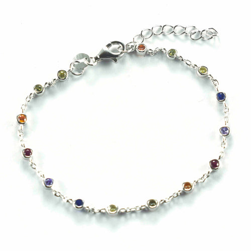 Silver bracelet with mix colour CZ