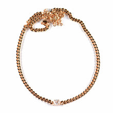 Silver choker with CZ & pink gold plating